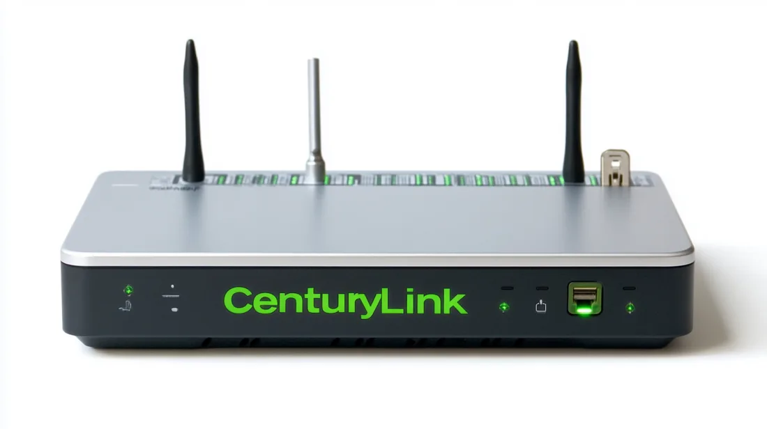 A CenturyLink-branded modem with three antennas photographed against a white background